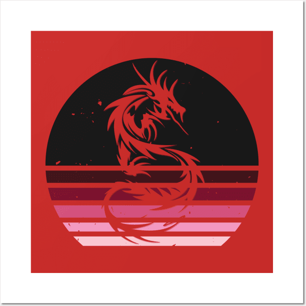 Tribal Dragon Gothic Sunset Wall Art by Analog Designs